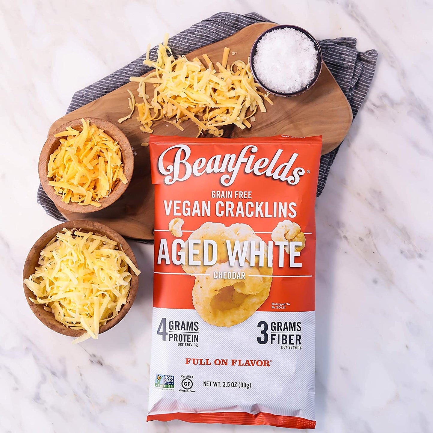 Beanfields Vegan Cracklins -3 Flavor Variety Pack Korean BBQ, Aged White Cheddar & Ranch - 24 Pack
