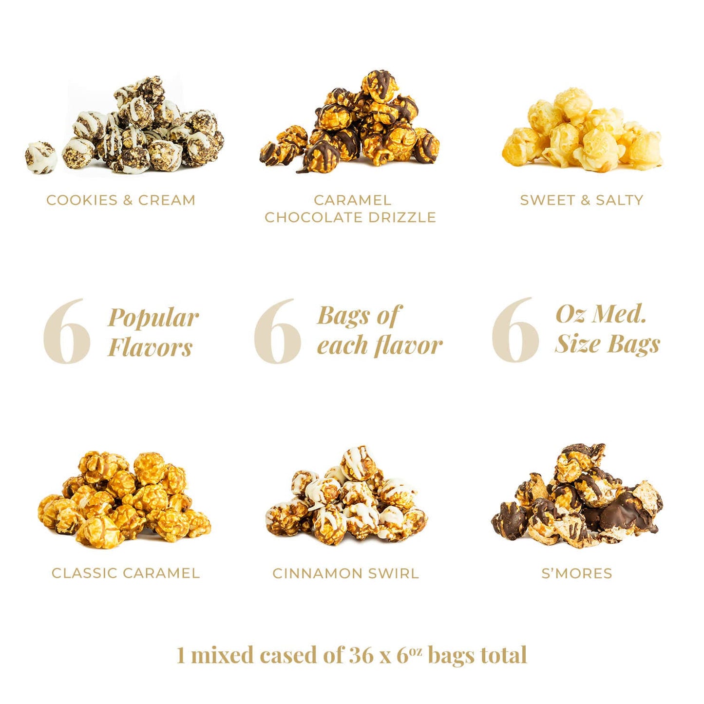 Popinsanity Gourmet Popcorn Sampler - 6 Top Flavors x 6 medium