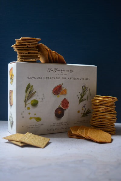 The Fine Cheese Co. Flavoured Crackers Selection Box -  Rosemary | Sea Salt | Fig & Honey, Imported from England