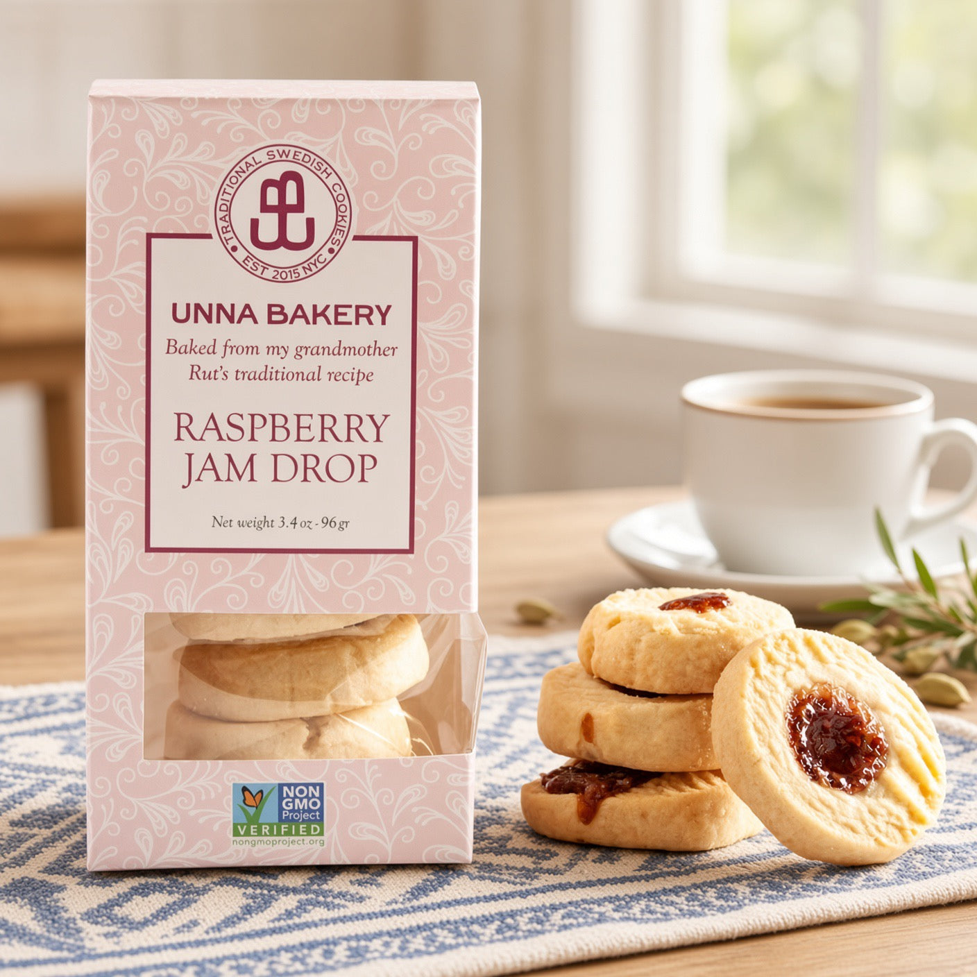Unna Bakery Swedish Raspberry Cave Hallongrottor Cookies