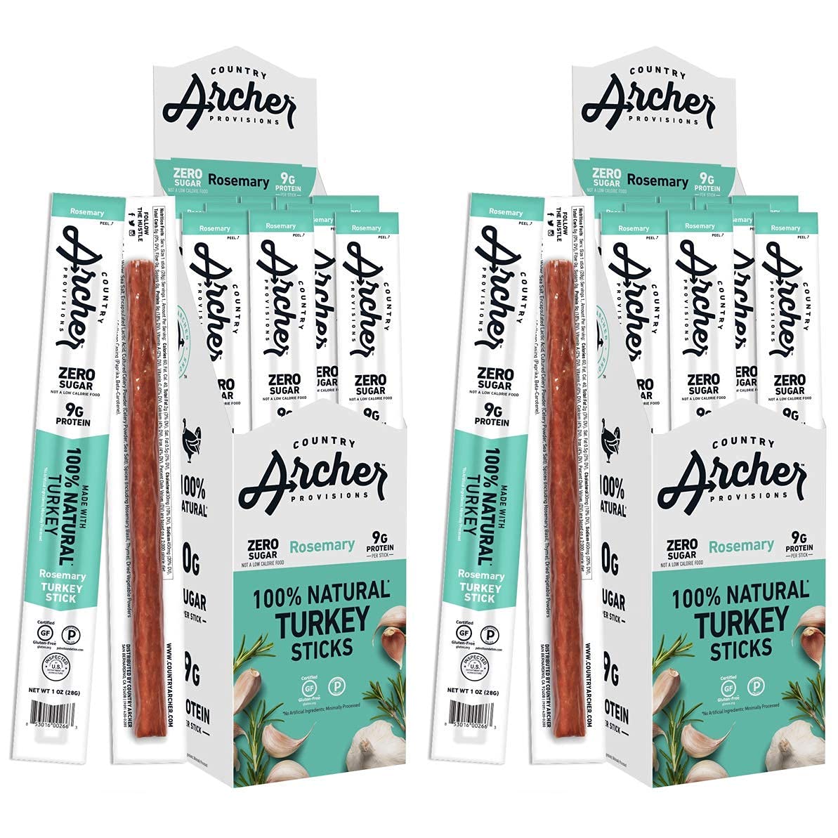 Natural Rosemary Turkey Sticks - Gluten Free Keto - Pack of 36