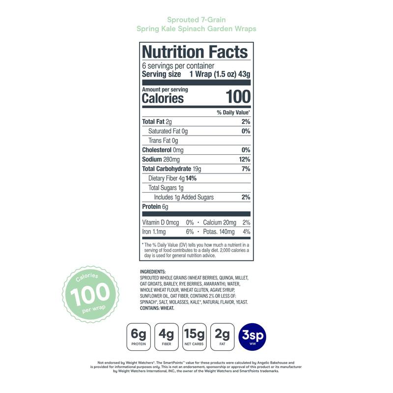 Sprouted Whole Grain Kale & Spinach Wraps Tortillas