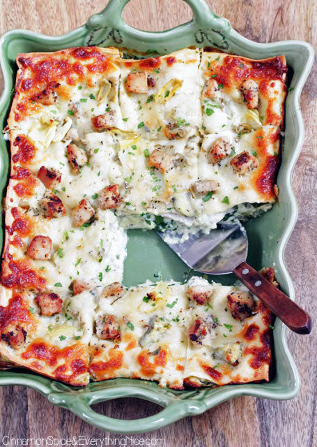 Artichoke Chicken and Spinach Lasagna