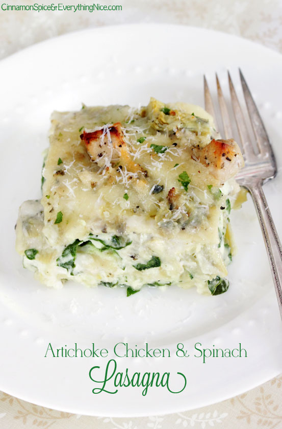 Artichoke Chicken and Spinach Lasagna