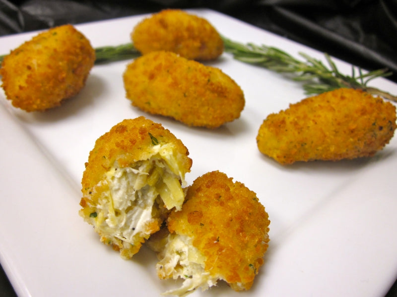 Breaded Parmesan Artichoke Hearts - 50 pieces per tray