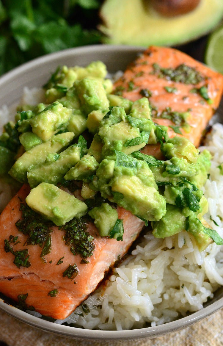 Avocado Salmon Rice Bowl