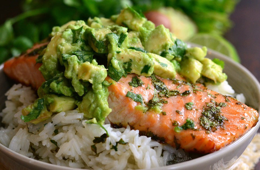 Avocado Salmon Rice Bowl