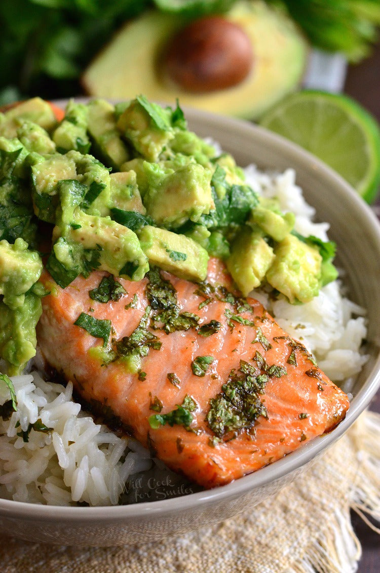 Avocado Salmon Rice Bowl