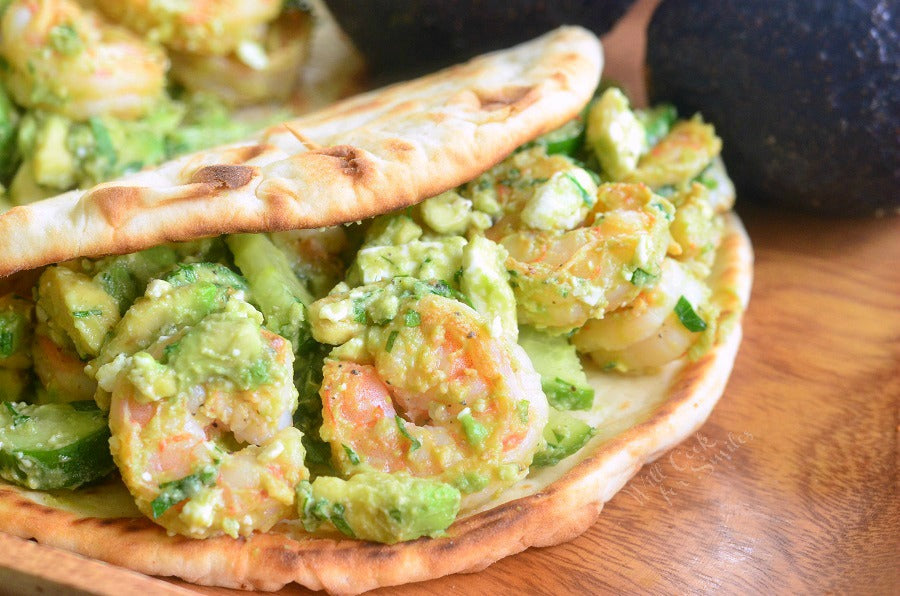 AVOCADO SHRIMP FLATBREAD SANDWICH