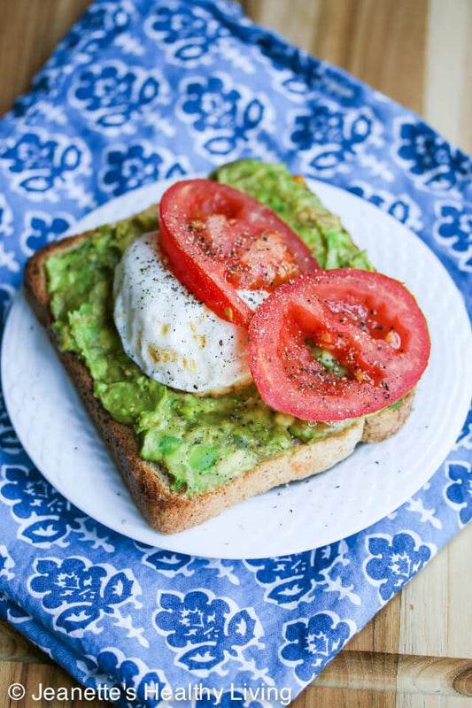 Breakfast Smashed Avocado Tomato Toast with Fried Poached Egg