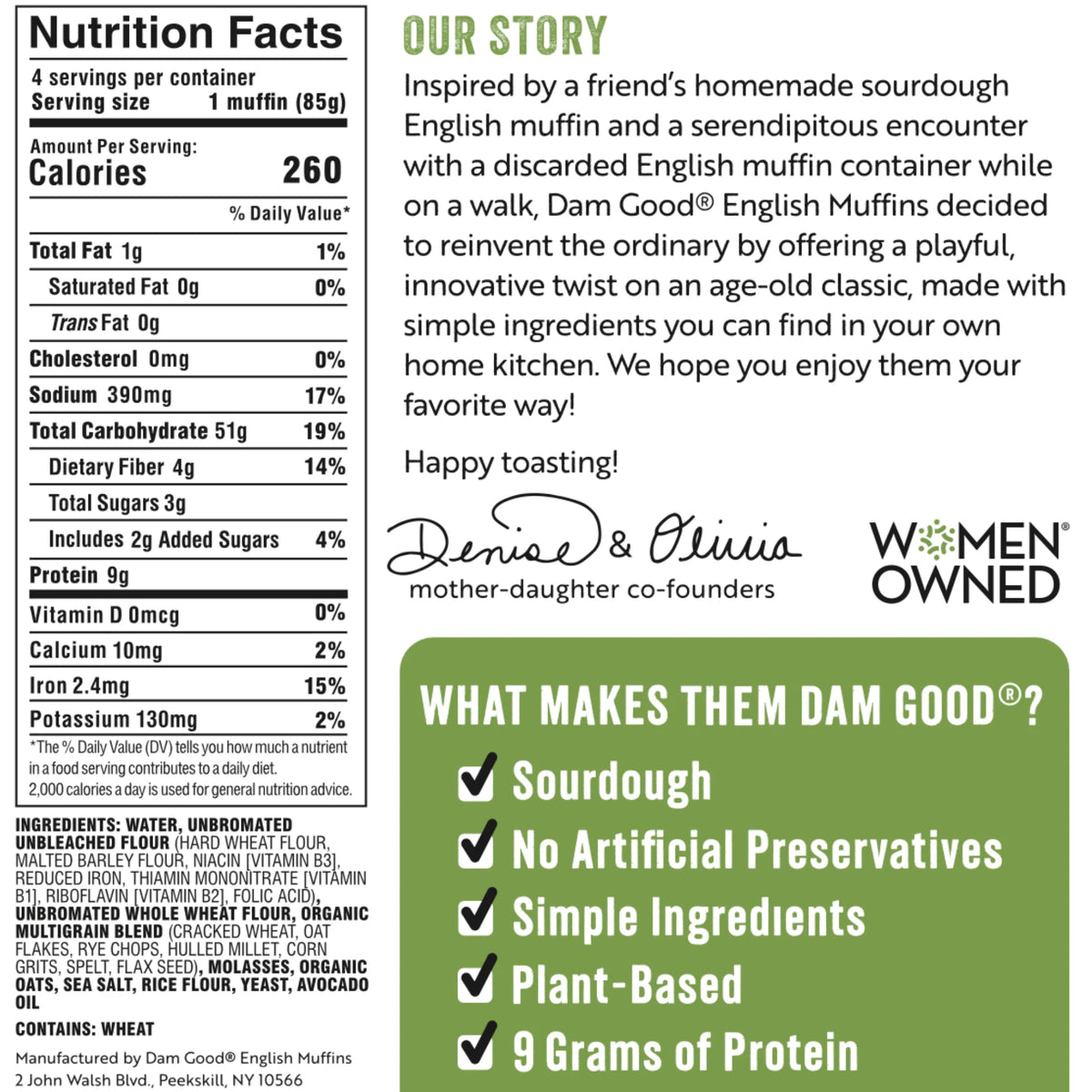 Dam Good™ Multigrain Sourdough English Muffins - Vegan • Non-GMO • Plant-Based