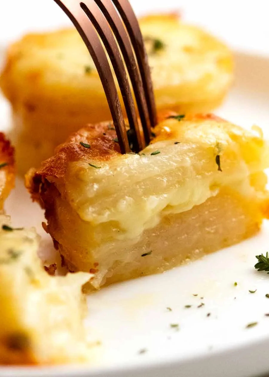 Individual Potato Gratins with Crème Fraîche & Emmental Cheese