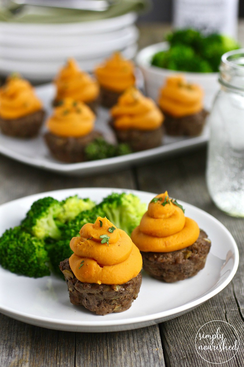 BBQ Meatloaf Muffins with Sweet Potato Topping