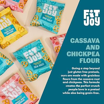 FitJoy Pretzel Variety Pack — Sea Salt, Dijon Mustard & White Cheddar, Gluten-Free, Grain-Free, 24 Count (0.5 oz)