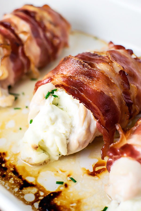 BACON WRAPPED CREAM CHEESE STUFFED CHICKEN