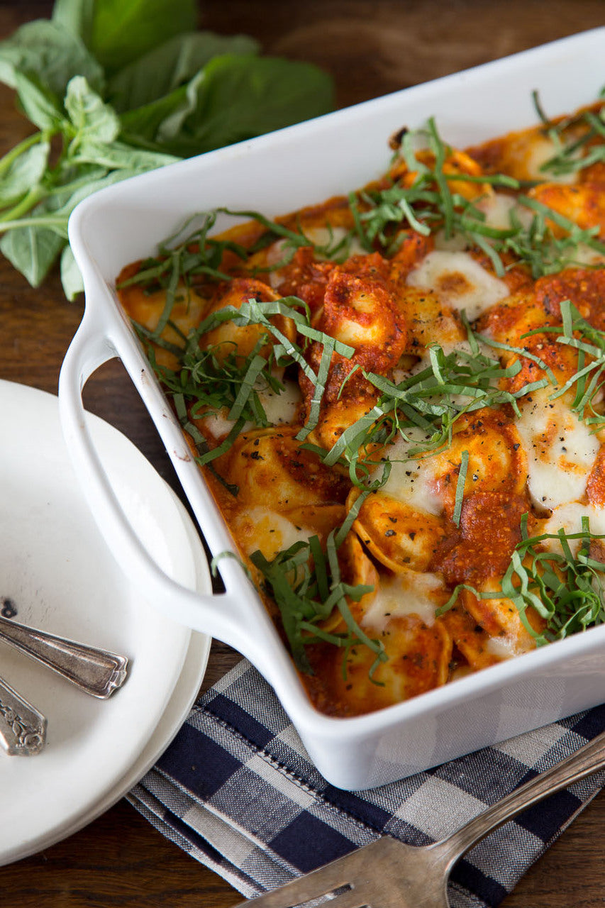 Baked Ravioli with Tomato Cream Sauce