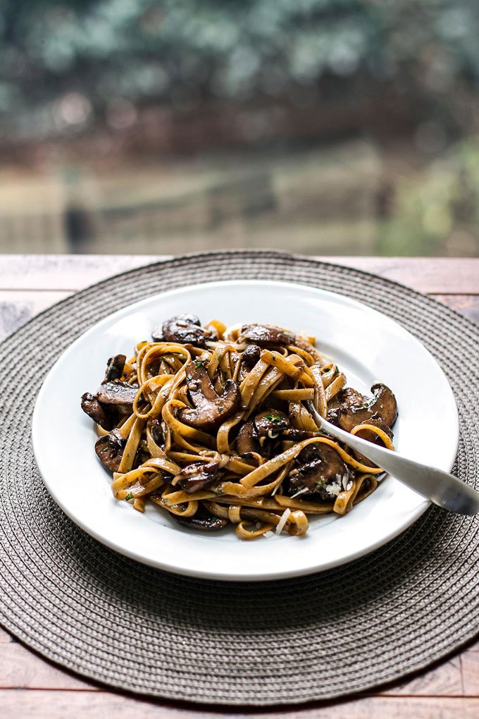 Balsamic Mushroom Fettuccine Pasta