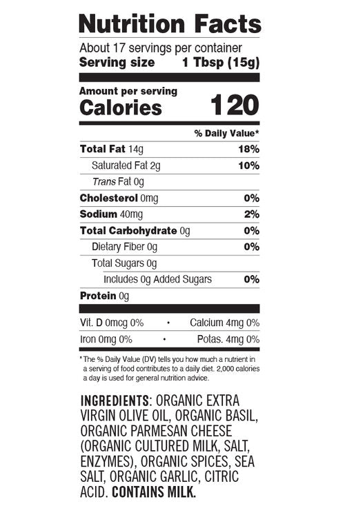 BASIL PARMESAN OLIVE OIL - Non-GMO, Paleo, Keto, Gluten Free - 6 Pack