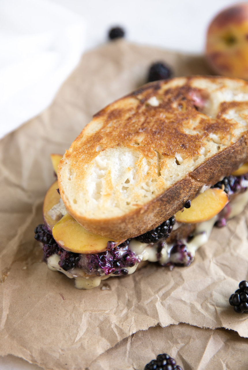 Blackberry and Peach Brie Grilled Cheese Sandwich