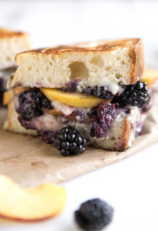 Blackberry and Peach Brie Grilled Cheese Sandwich
