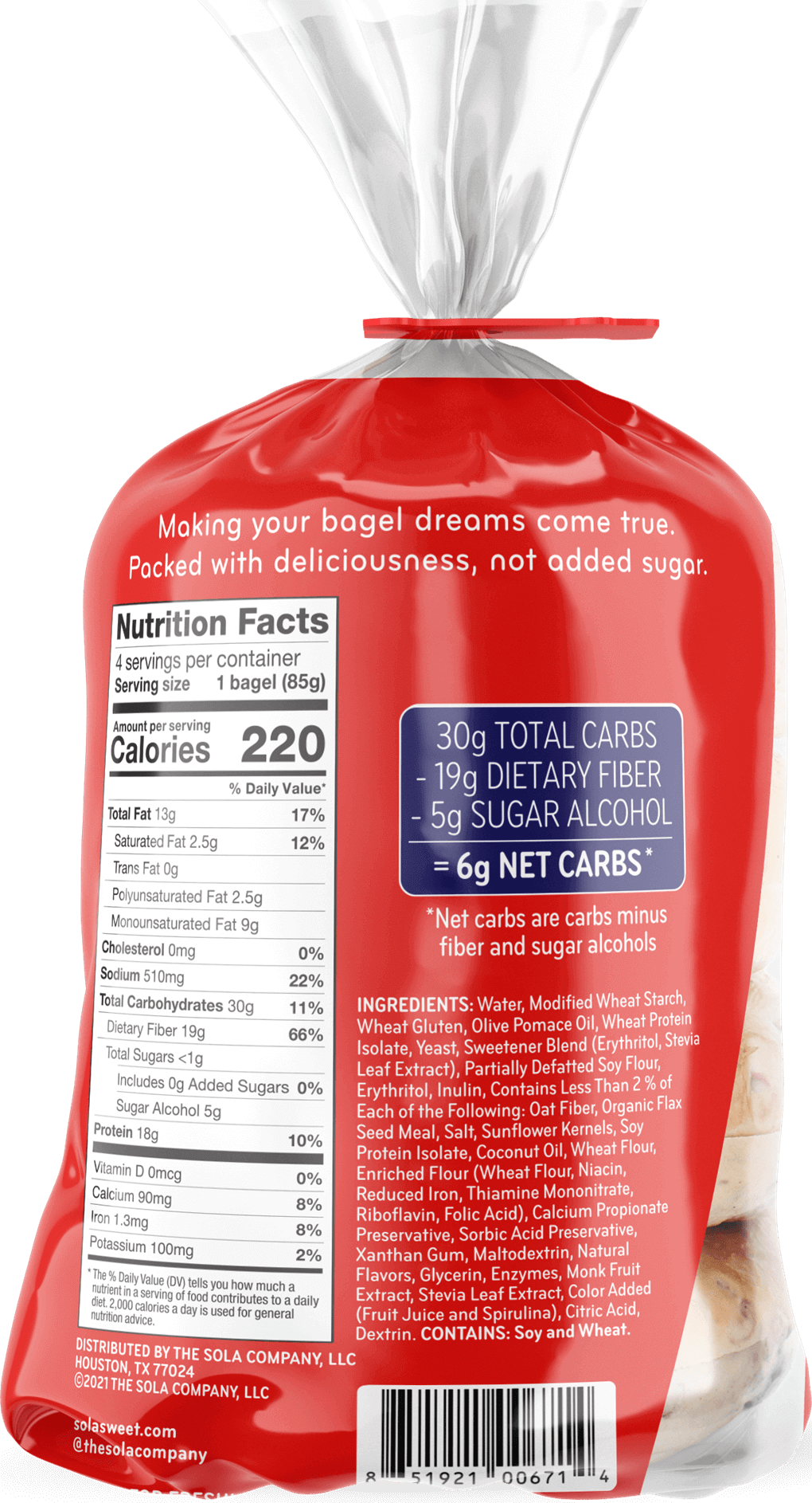 SOLA Low Carb Bagels - Blu-berry (Blueberry)