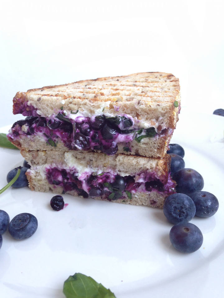 Blueberry Basil & Goat Cheese Panini Sandwich
