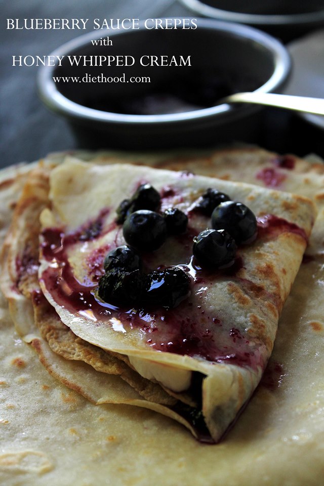 Blueberry Sauce Crepes with Honey Whipped Cream