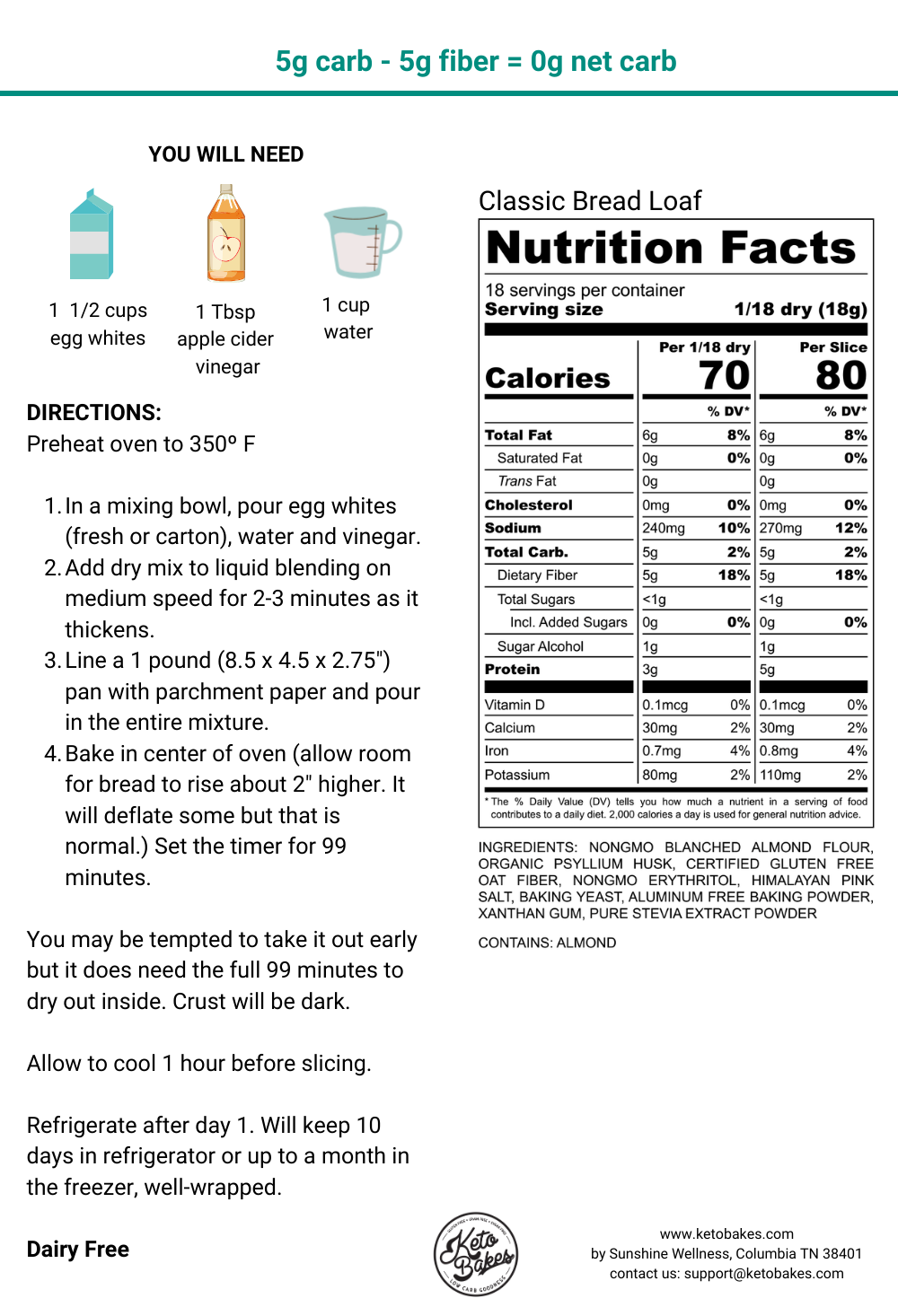 Classic Bread Loaf Mix - 0 g net carb