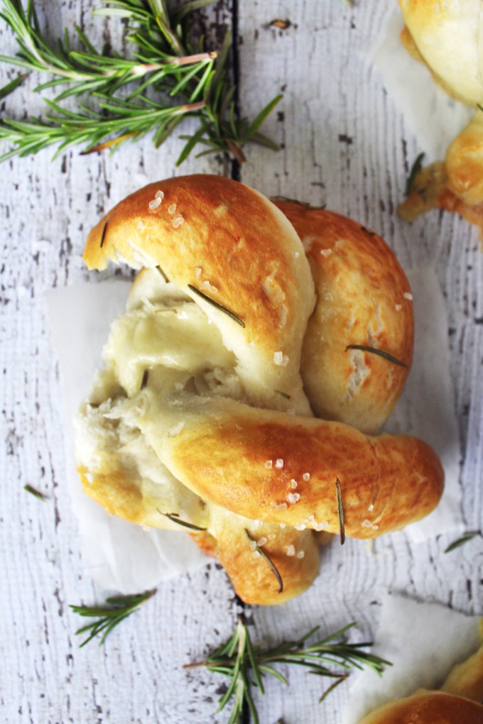 Brie Stuffed Soft Pretzels with Rosemary & Sea Salt