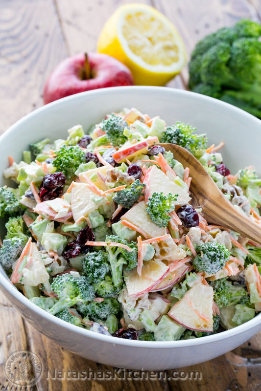 Fresh Broccoli and Apple Salad with Walnuts