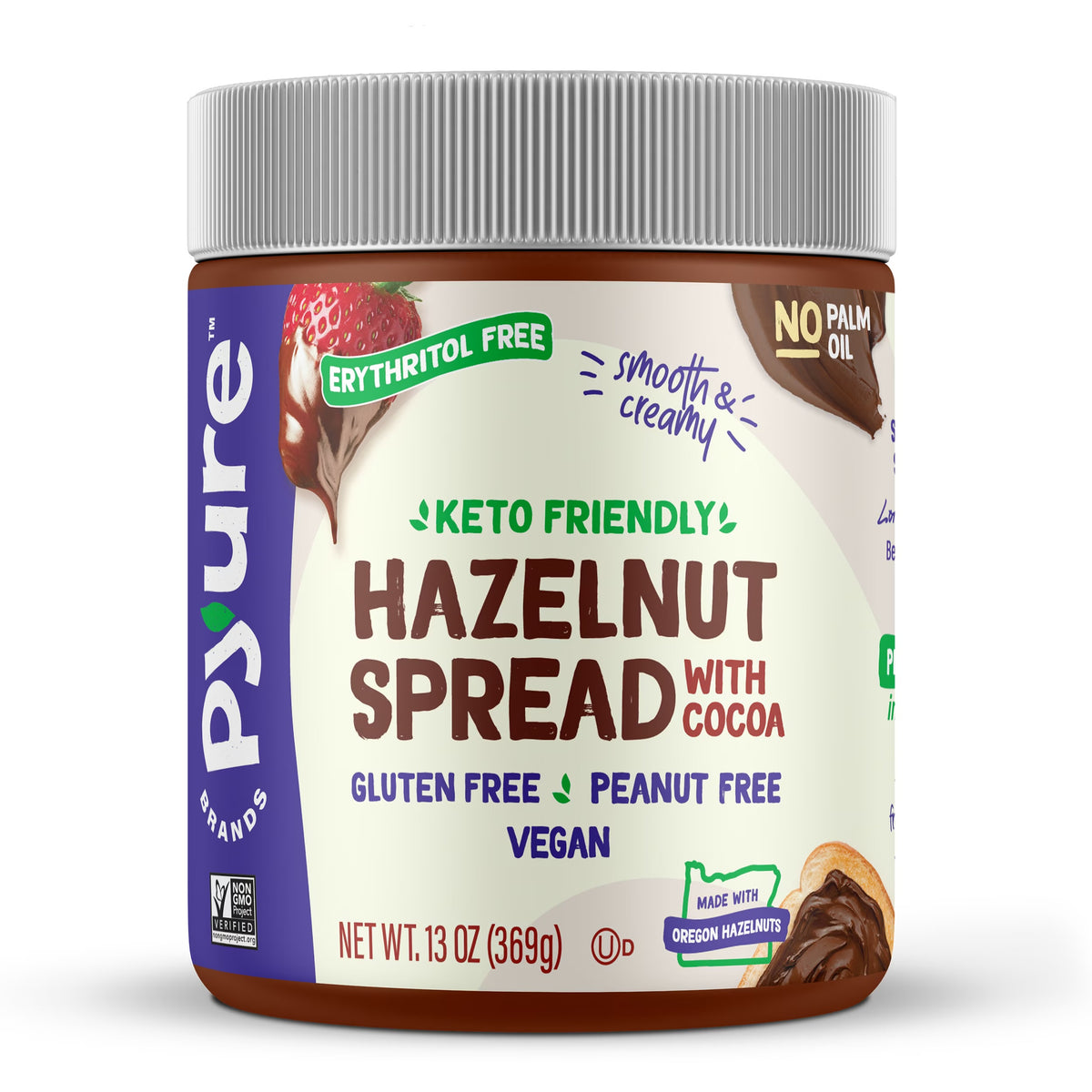 Pyure Keto Hazelnut Chocolate Spread Low-Sugar, Vegan & Keto-Friendly | 13 oz Jar
