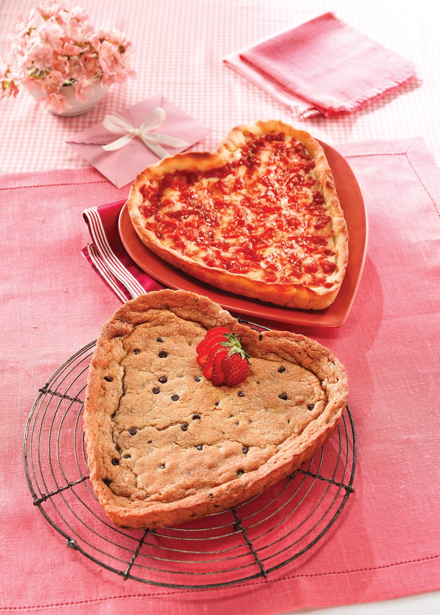Lou's Heart Shaped Chocolate Chip Cookie & Pizza