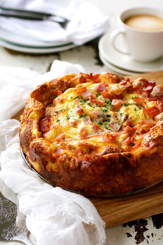 Cheese and Bacon Bread Bake Cake (Strata)
