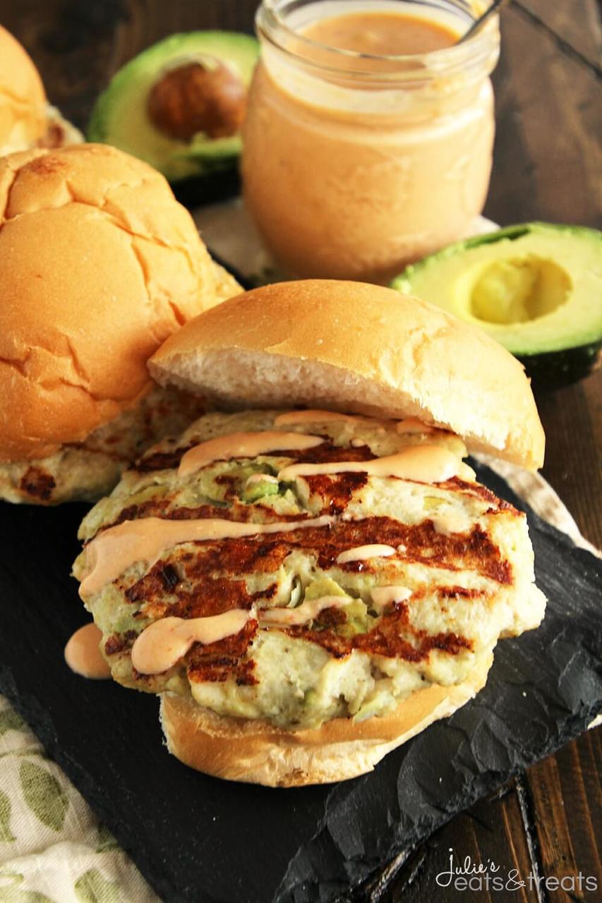 Chicken Avocado Burger with Chipotle Yogurt Sauce