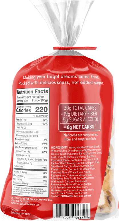 SOLA Low Carb Bagels - Chocolatey Chip