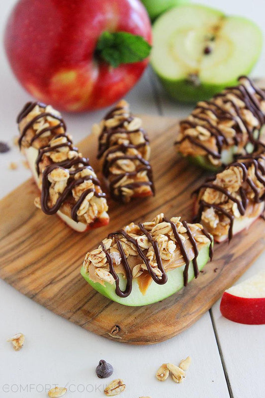 Chocolate Peanut Butter Granola Apple Bites