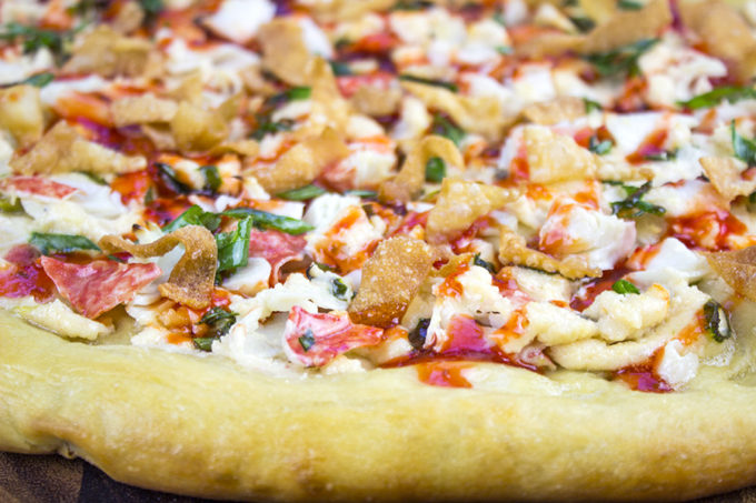 Crab Rangoon Pizza with Sweet & Sour Drizzle