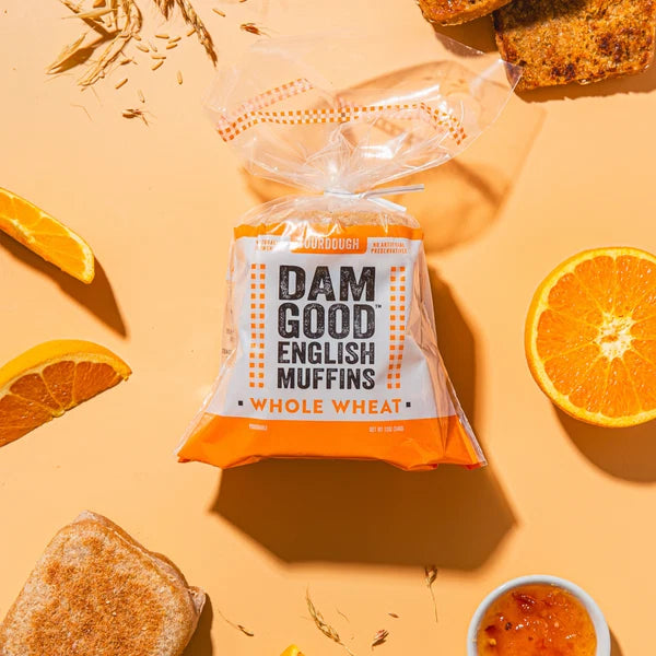 Dam Good™ Whole Wheat Sourdough English Muffins - Vegan • Non-GMO • Plant-Based
