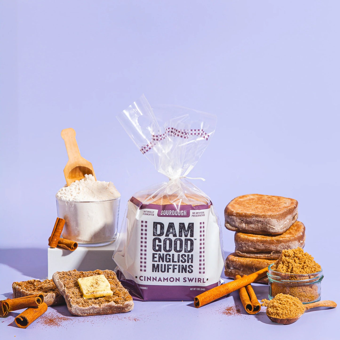 'Cinnamon Swirl' Sourdough English Muffins, 1 bag (4 muffins per bag)