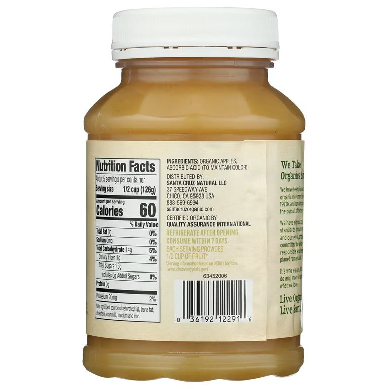 Santa Cruz Organic Unsweetened Apple Sauce, 23 oz