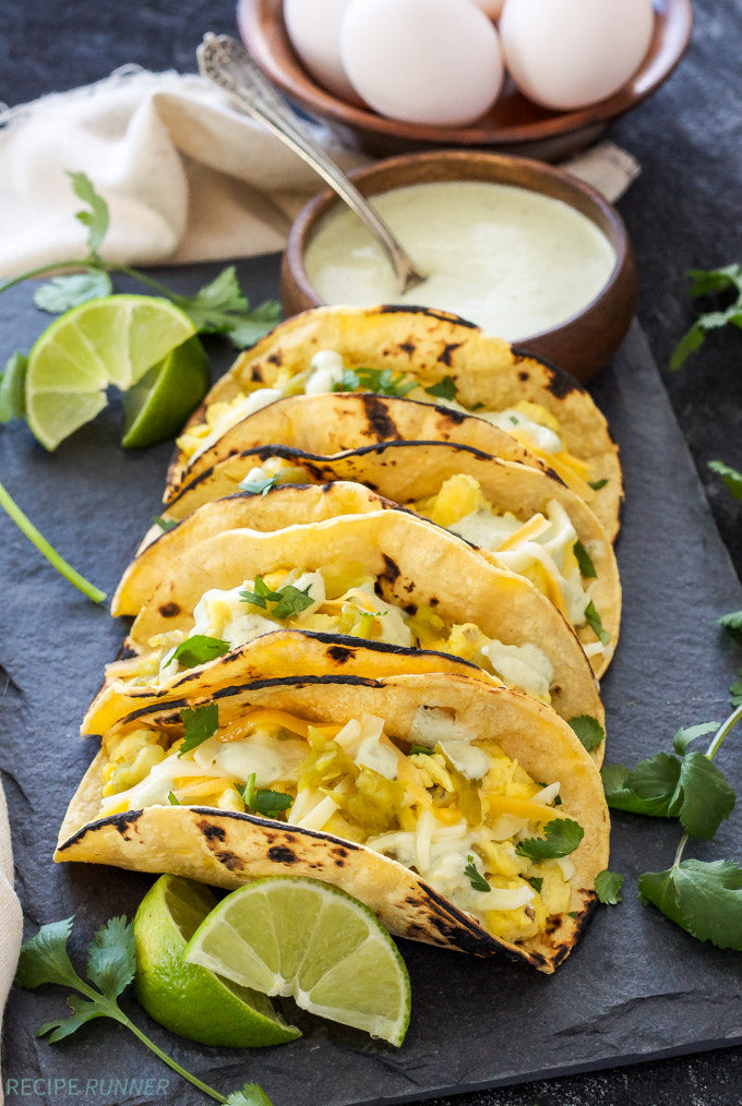 EGG, GREEN CHILE AND CHEESE BREAKFAST TACOS