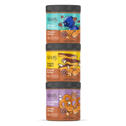 BNutty Classic Flavor Tower – 3 × 8 oz Gourmet Peanut Butters