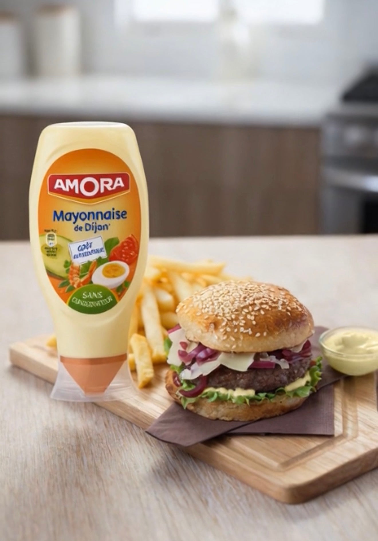 Amora French Mayonnaise De Dijon Originale in Squeeze Bottle from France - 225g - Pack of 2
