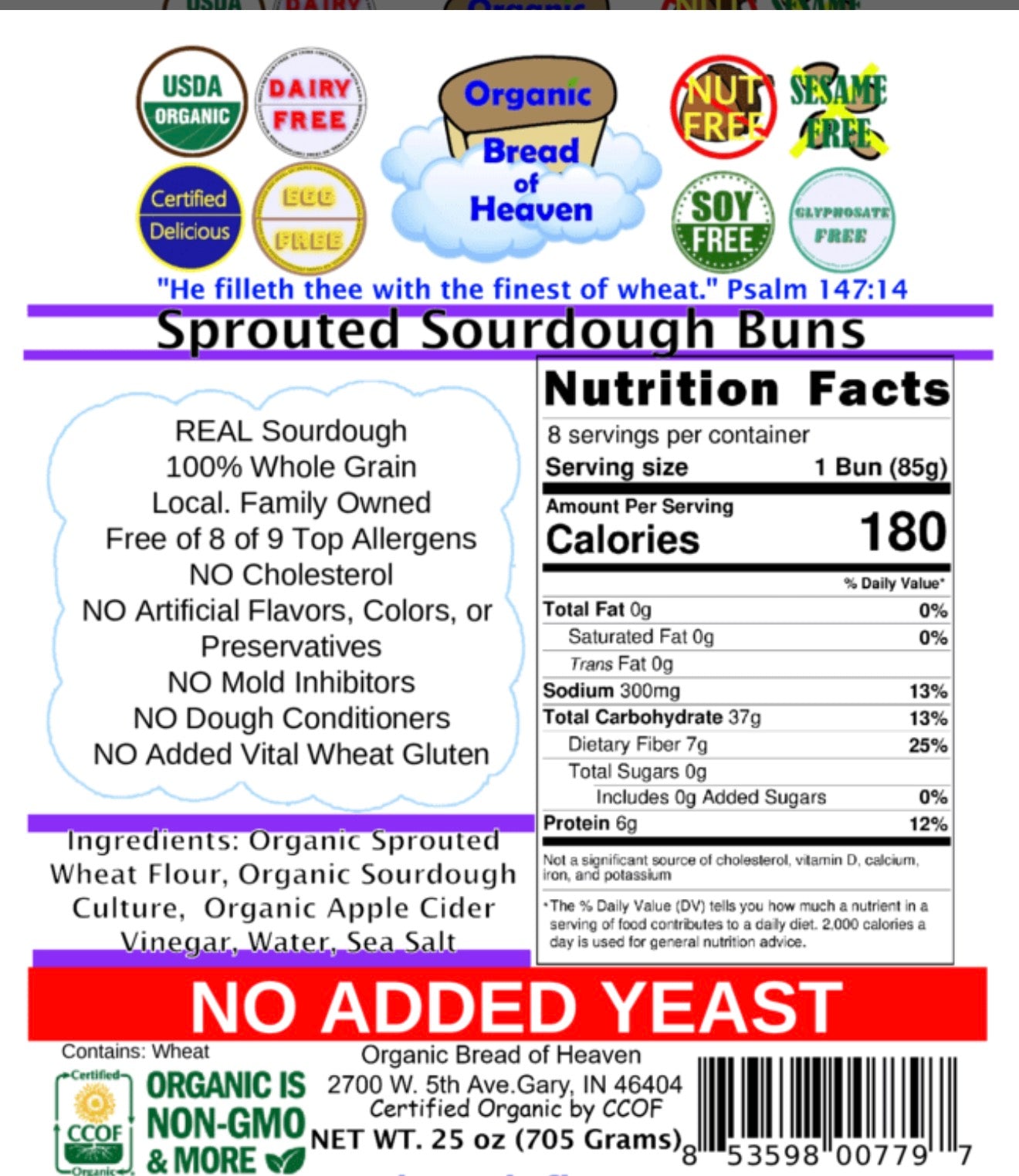 Organic 100% Sprouted Sourdough Burger Buns