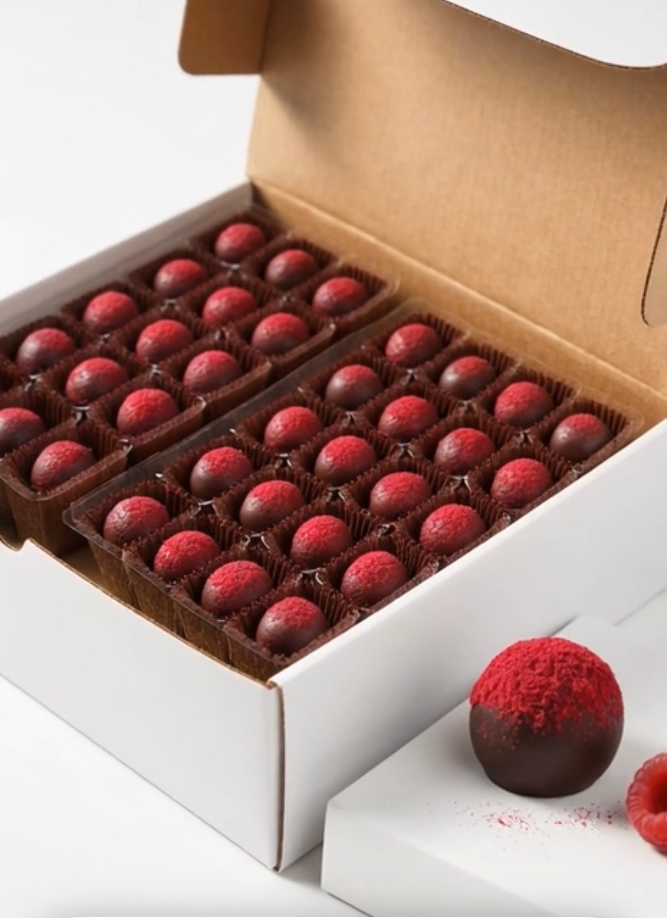 Vosges Haut-Chocolat, Dark Chocolate Red Raspberry Truffle Set, 72% Cacao – 96 Pieces