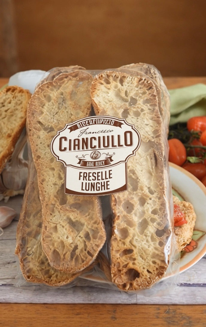 Cianciullo Apulian Freselle – Traditional Long Italian Twice-Baked Crunchy Bread - Pack of 2