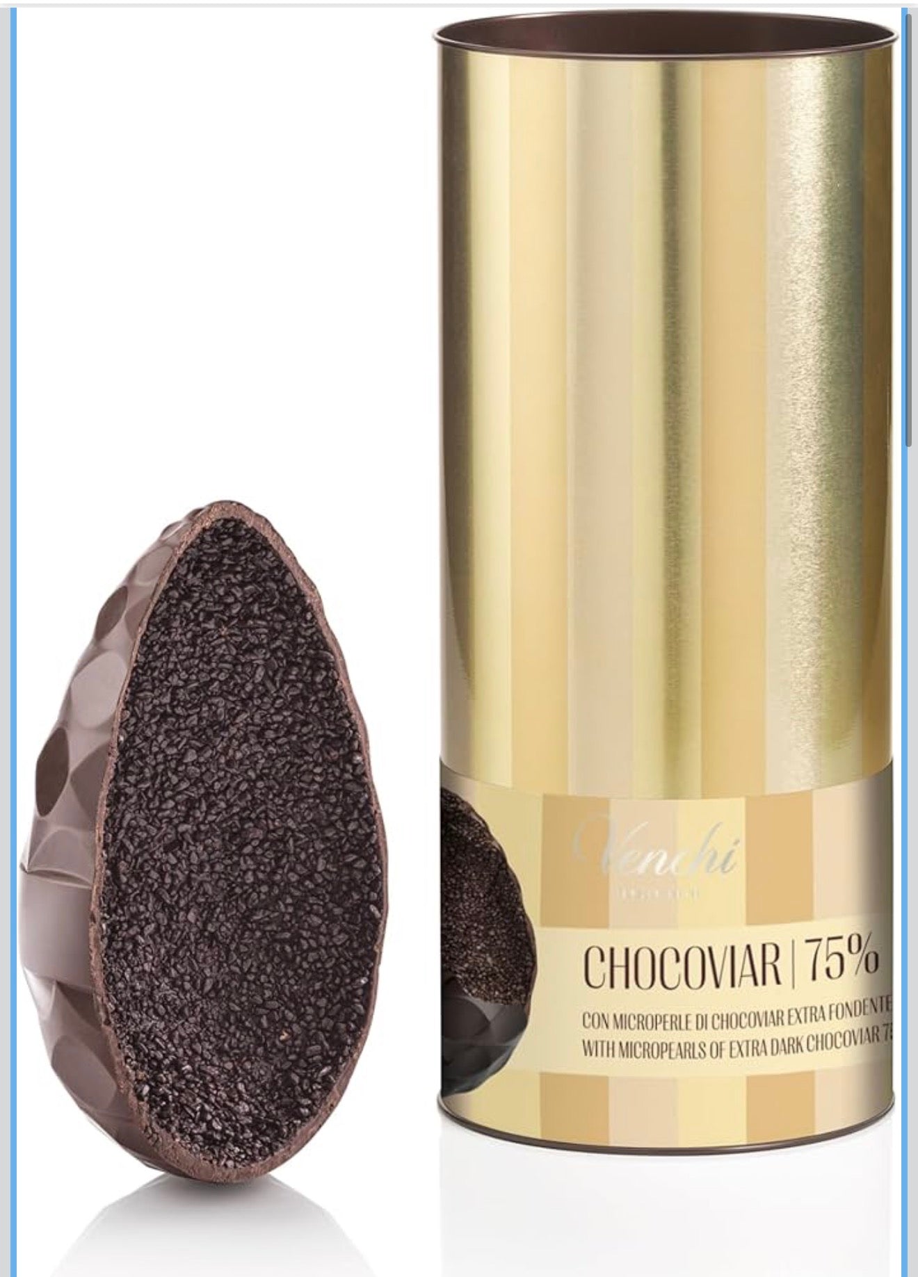 Venchi - Chocoviar 75% Chocolate Egg, Extra Dark Chocolate with Chocoviar Microspheres, No Surprise, Gluten Free, Venchi Easter Collection