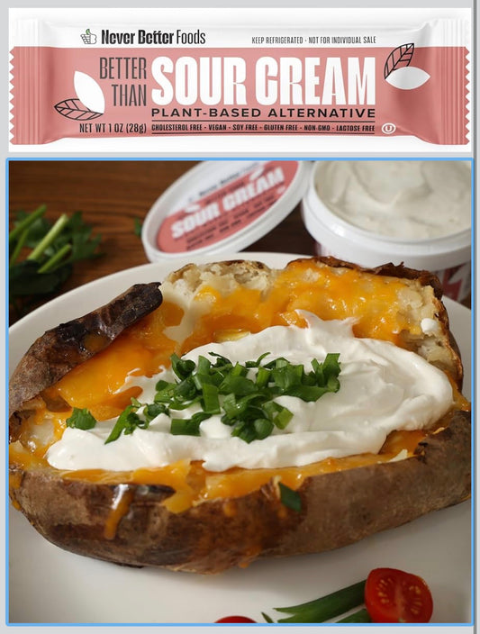 Never Better Plant-Based Sour Cream Pouches – Pack of 25 Single-Serve 1 oz Packets