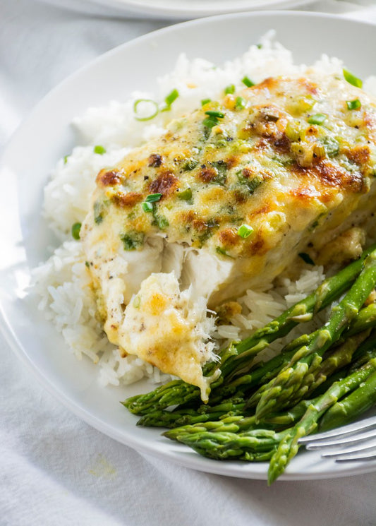 Garlic Parmesan Baked Halibut