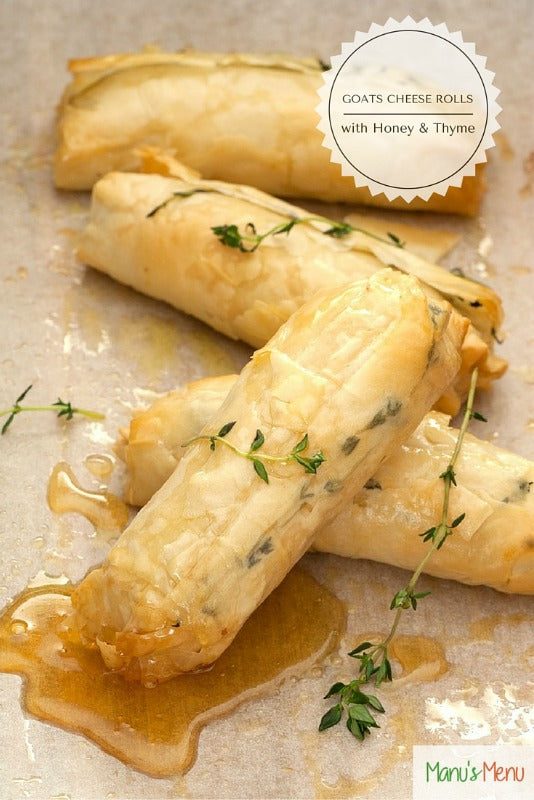 BAKED GOATS CHEESE ROLLS WITH HONEY AND THYME